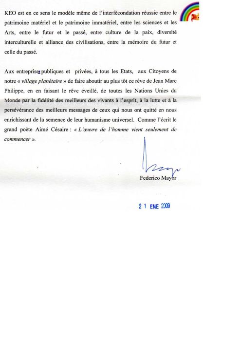 Federico Mayor, «KEO: la memoria del futuro y del pasado», 20 de enero de 2009, página 2