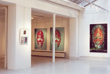 Vue de l'exposition « Autopsie d'un masque », Galerie Jacqueline Blanquet, Paris, 1985