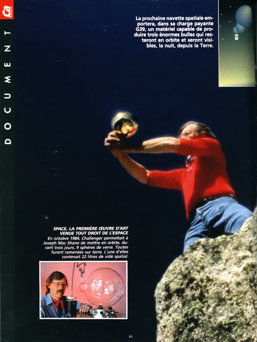 «Art spatial : ils ajoutent des étoiles au ciel», Ça m'intéresse, n.º 68, octubre de 1986, página 6