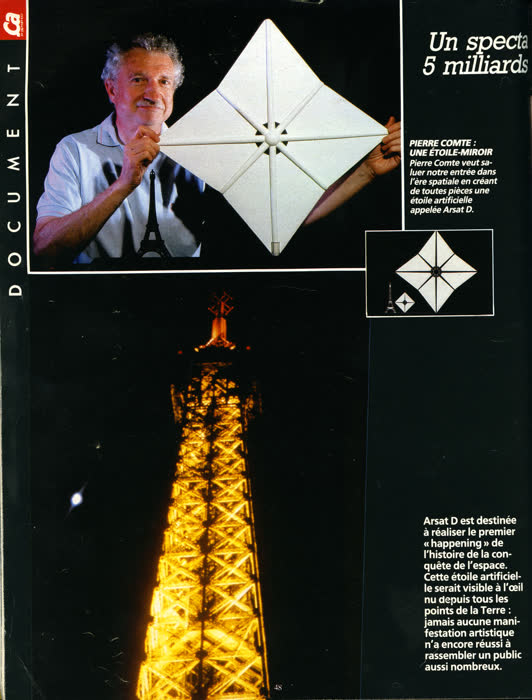 «Art spatial : ils ajoutent des étoiles au ciel», Ça m'intéresse, n.º 68, octubre de 1986, página 8