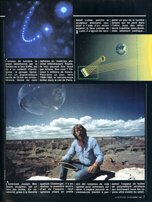 “Ciel ! Dessine-moi une étoile”, La Vie, no. 2156, 25 – 31 December 1986, page 3