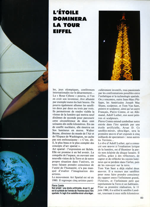 «Les pionniers de l'art spatial», Les Nouveaux Aventuriers, n.º 2, julio – agosto de 1988, página 5