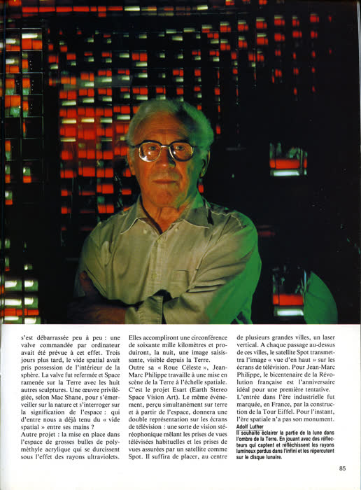 «Les pionniers de l'art spatial», Les Nouveaux Aventuriers, n.º 2, julio – agosto de 1988, página 7