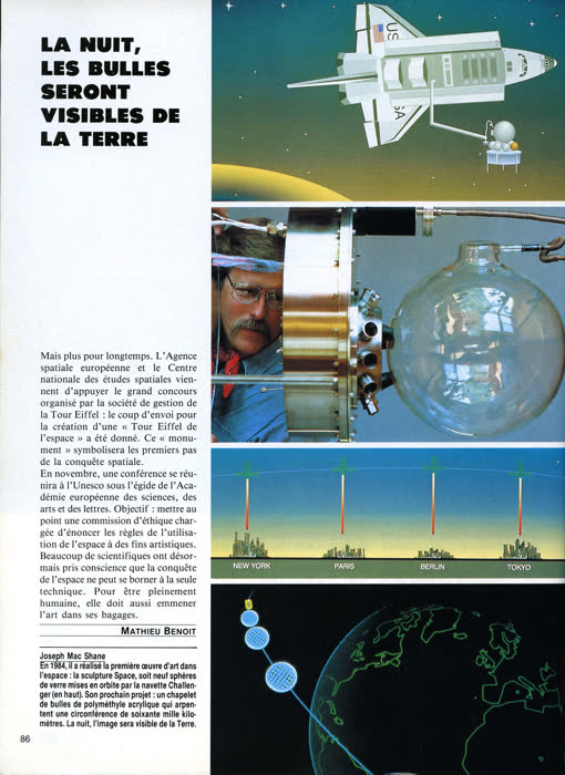 «Les pionniers de l'art spatial», Les Nouveaux Aventuriers, n.º 2, julio – agosto de 1988, página 8