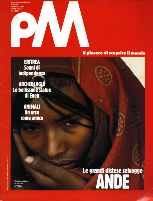 Reportaje sobre el arte espacial, pM (Arnoldo Mondadori, Milán), febrero de 1987, página 1