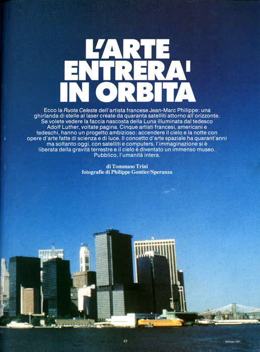 Reportaje sobre el arte espacial, pM (Arnoldo Mondadori, Milán), febrero de 1987, página 3