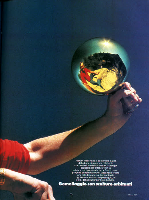 Reportaje sobre el arte espacial, pM (Arnoldo Mondadori, Milán), febrero de 1987, página 7