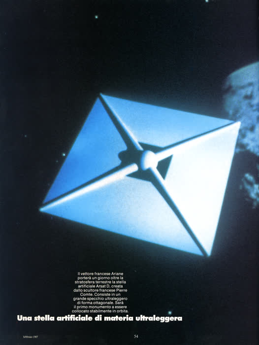 Reportaje sobre el arte espacial, pM (Arnoldo Mondadori, Milán), febrero de 1987, página 8